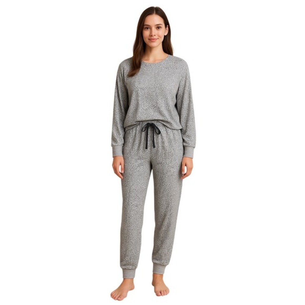 Pillow Talk‎ Pajama Set Leopard Print Long Sleeve Top Pants Loungewear 86-31